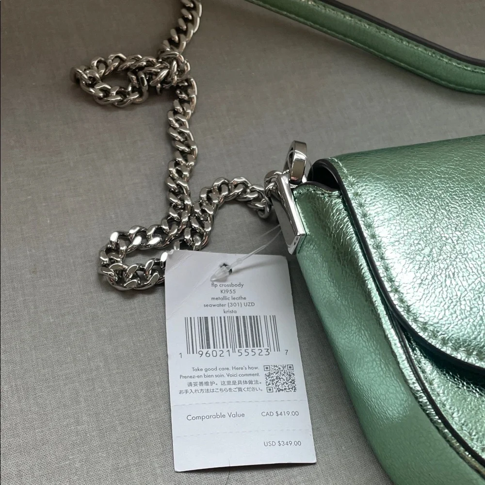 Kate Spade Metallic Seawater Green Crossbody Bag NWT